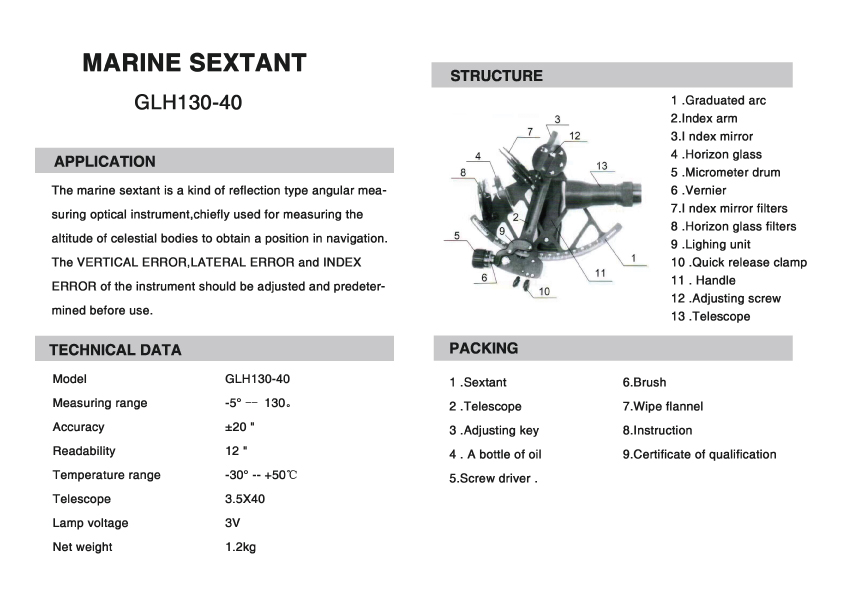 Marine Sextants GLH130-40